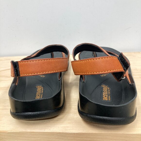 Aerosoft Deke Slingback Sandals, Size‎ Euro 39 US 8, Faux Leather, Orange-Tan - Picture 6 of 11